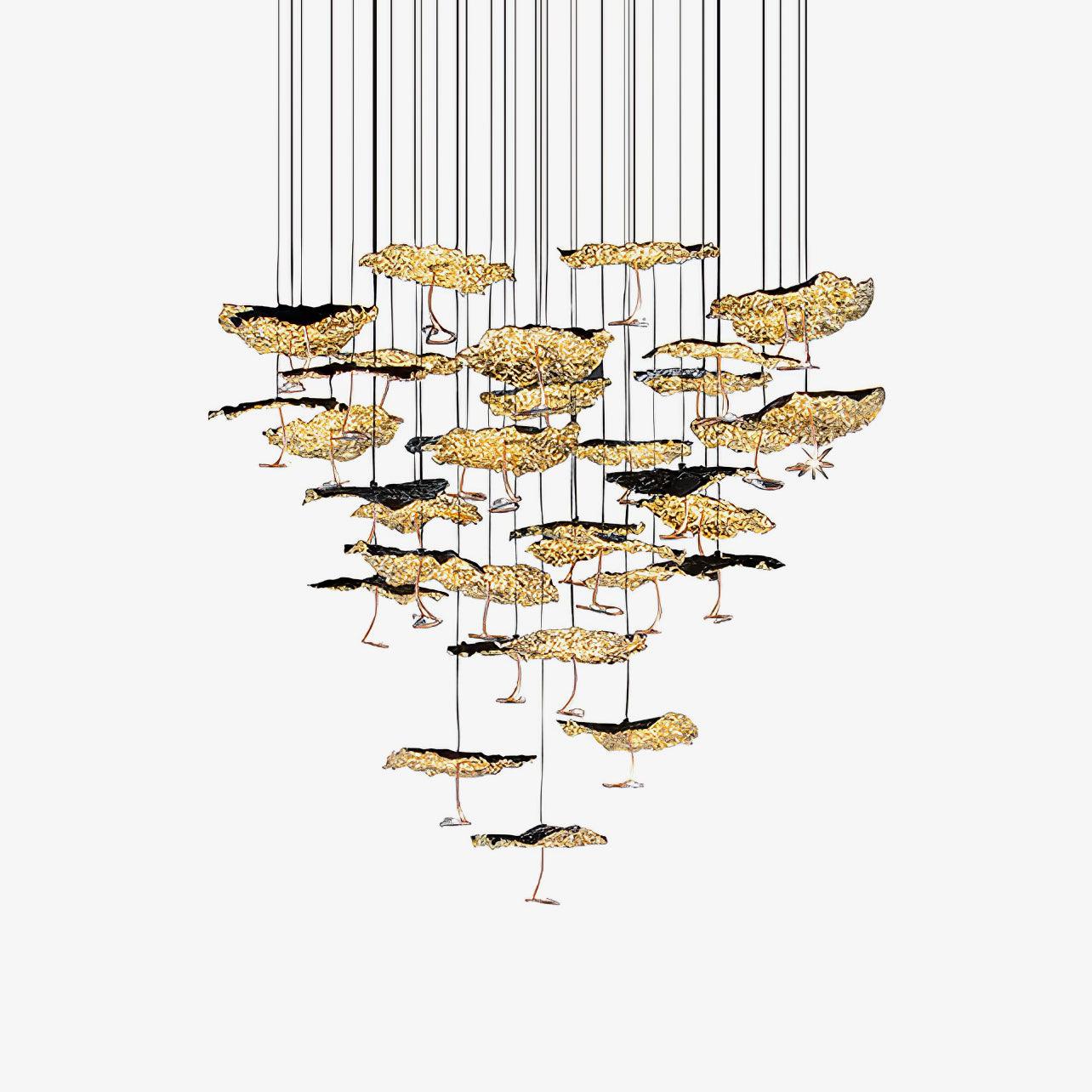 Brass Aviary Constellation Chandelier - Elegant Celestial Lighting Fixture for Dining Room, Bedroom & Living Room Decor