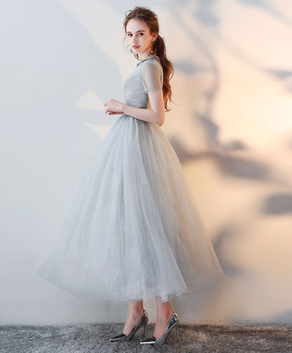 Elegant Purple High Neck Tulle Lace Prom Dress for Women - Homecoming Ball Gown with Long Sleeves - Perfect for Formal Dances, Evening Parties, and Special Occasions