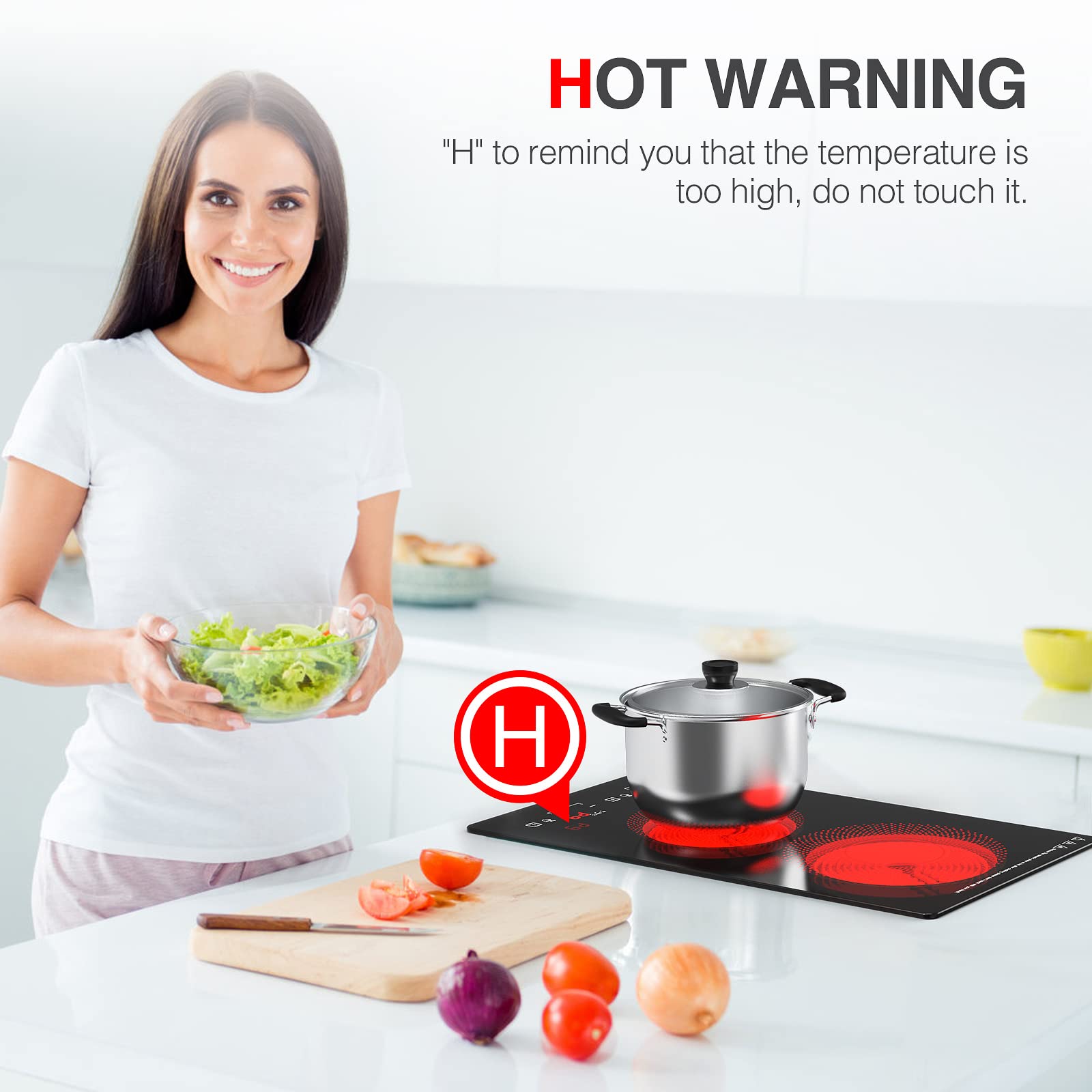 2 Burner Electric Cooktop 110V, 9 Power Levels with Child Safety Lock & Overheat Protection - 12 Inch Built-in Induction Hot Plate for Kitchen, RV, Dorm Cooking | Perfect for Small Spaces & Countertop Use