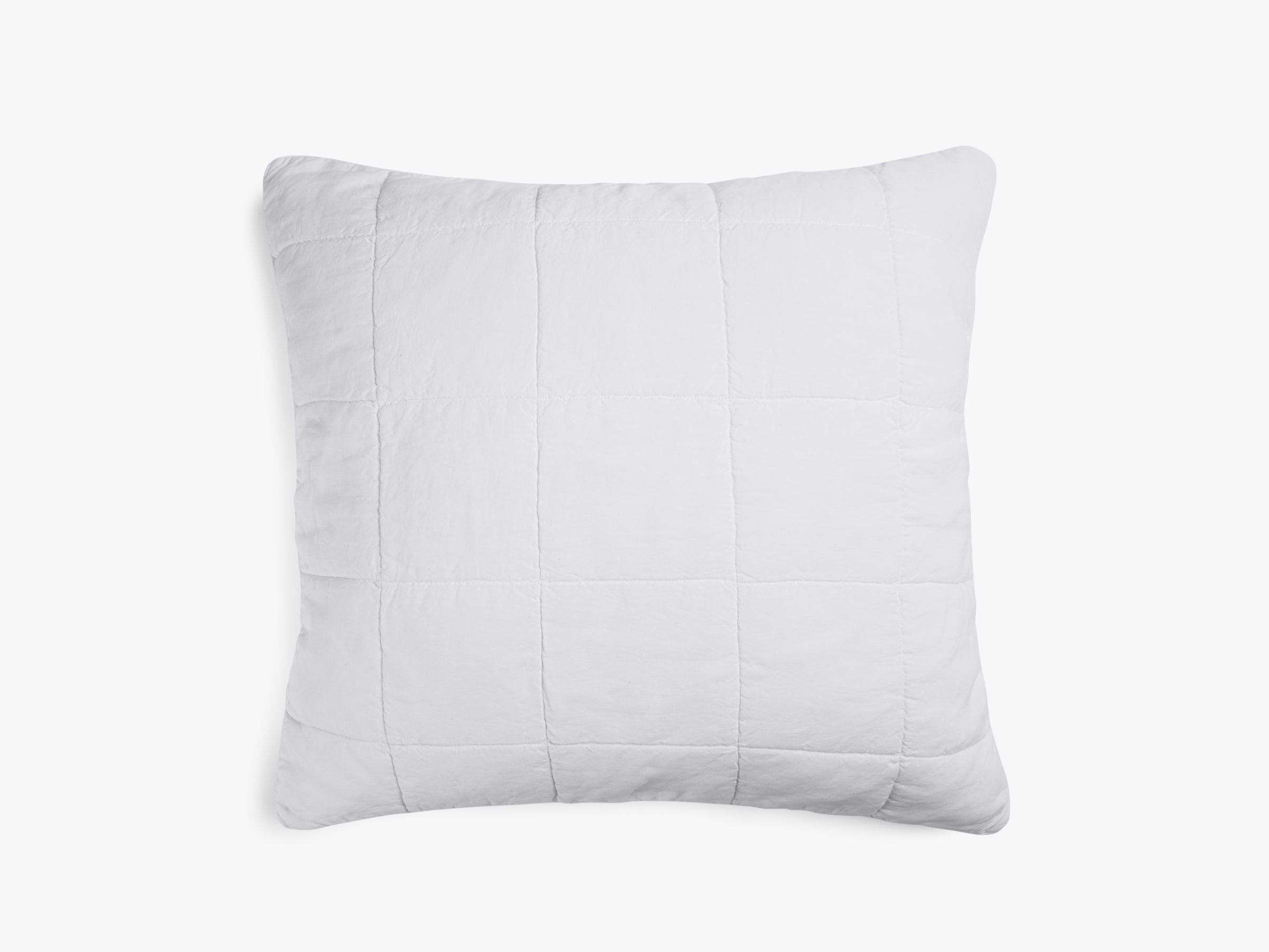 Linen Box Quilted Euro Sham Pillow Cover - White 20x26 Inch - Premium Cotton Linen Blend for Bedroom Decor - Perfect for Master Bedroom, Guest Room & Hotel Styling