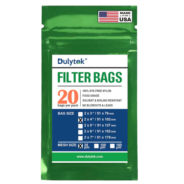 Dulytek 25 Micron 2x4 Rosin Press Nylon Filter Bags for Essential Oil Extraction - Perfect for DIY Rosin Pressing, Cannabis Extraction, and Home Essential Oil Making