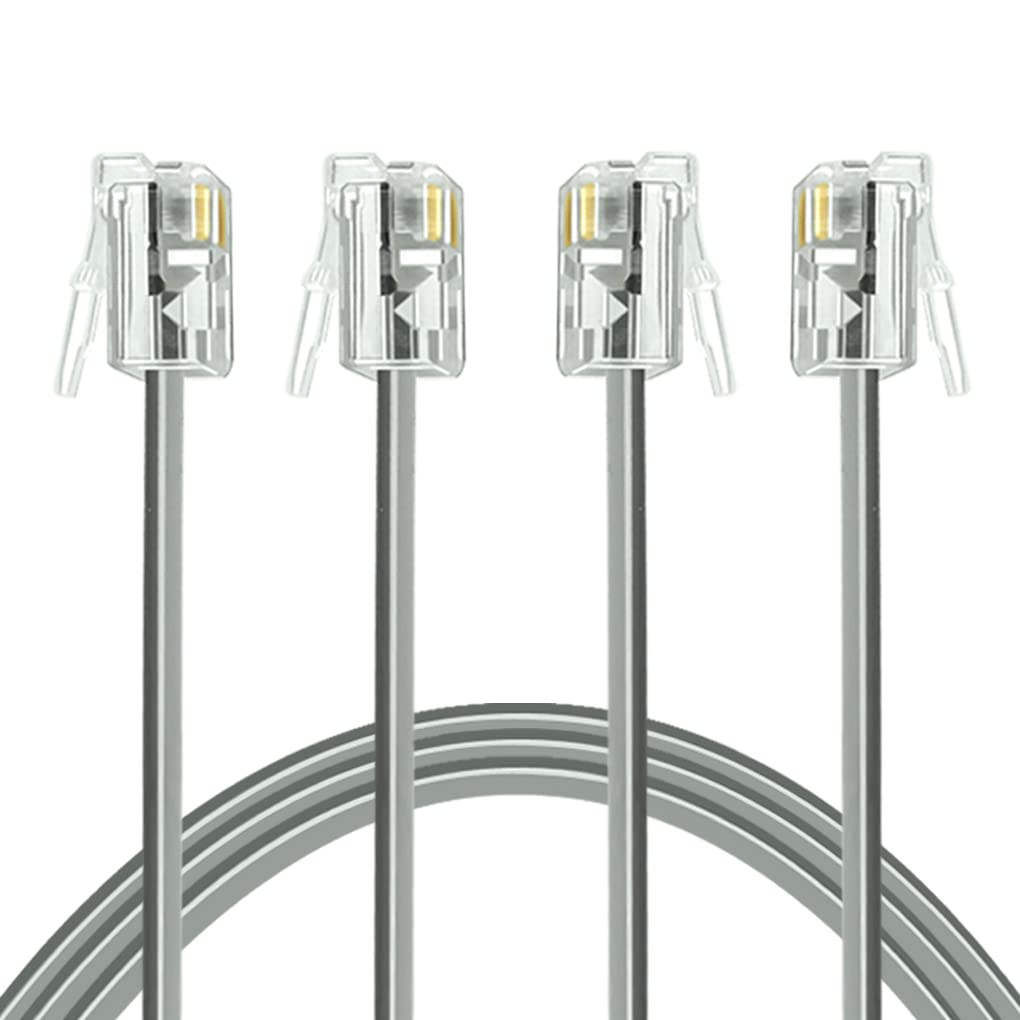 NECABLES 2-Pack 10ft Telephone Cable RJ11 6P4C Male to Male Cord for Landline Phones & Fax Machines - Long Reach for Home Office, Business, and Retro Phone Setups