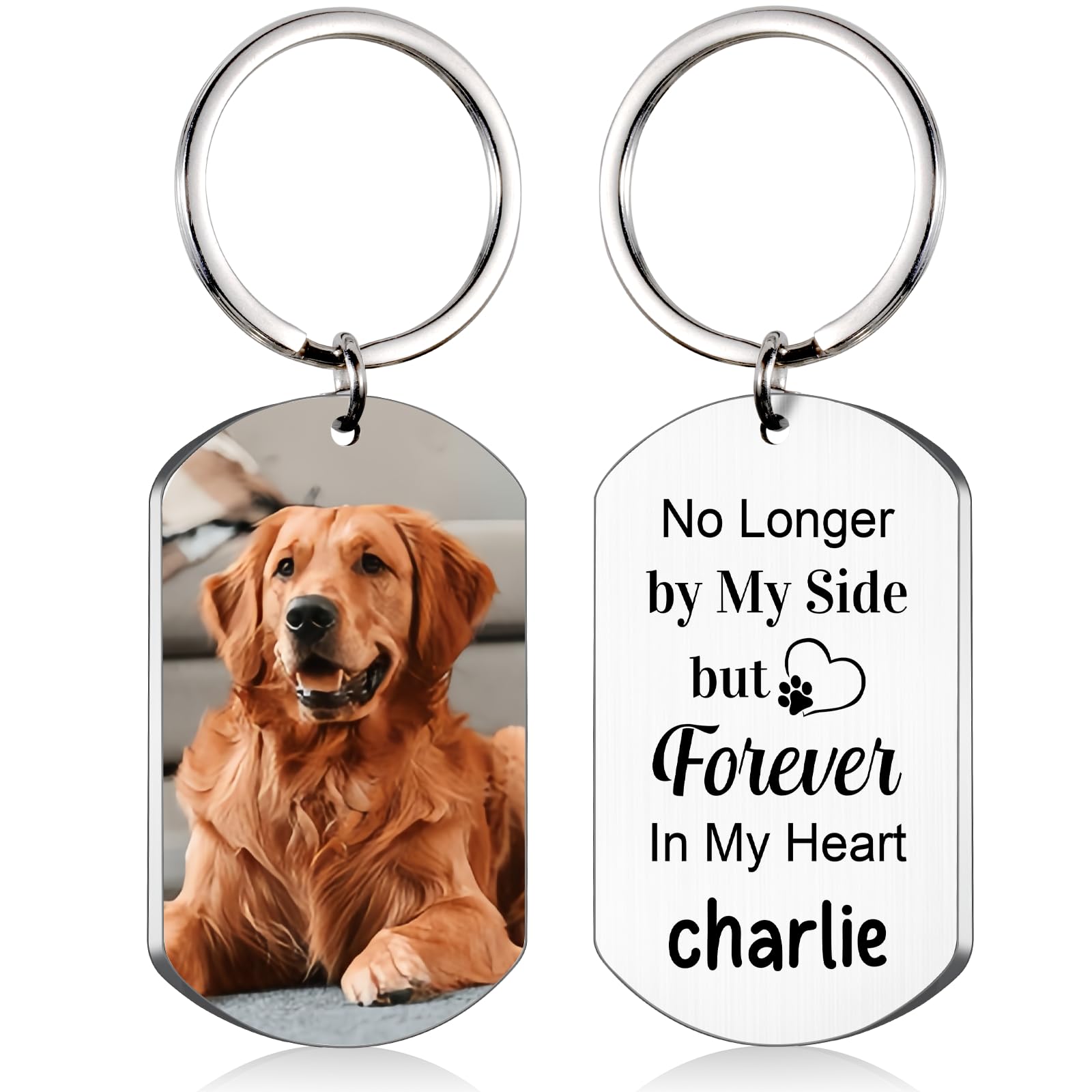 Custom Pet Photo Keychain - Personalized Memorial Gift for Pet Loss | Dog Cat Lover Keepsake