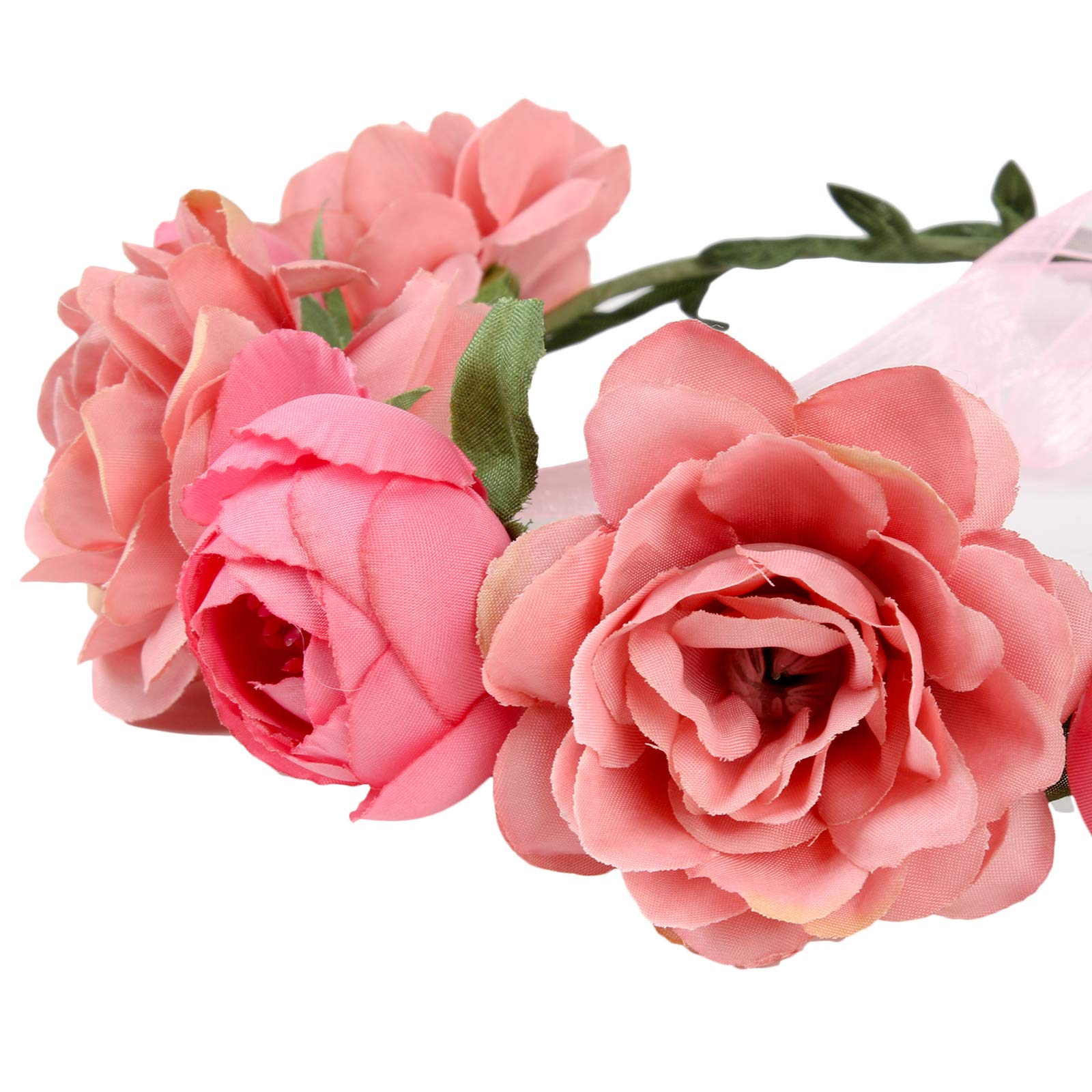 Adjustable Rose Flower Crown for Women & Girls - Romantic Floral Headband, Hair Wreath & Wedding Halo - Perfect for Bridal, Birthday Parties, Maternity Photoshoots & Boho Festivals (Rose)