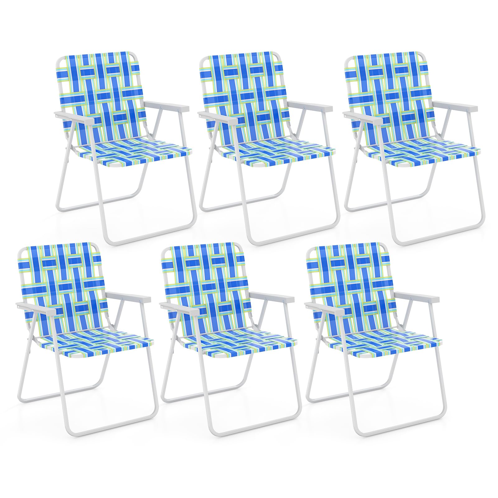 Tangkula 6-Pack Folding Lawn Chairs - Heavy Duty Metal Frame with Webbed Seat & Back, Portable Outdoor Chairs for Patio, Yard, Camping, Beach & Poolside - Perfect for Picnics, BBQs, and Summer Gatherings