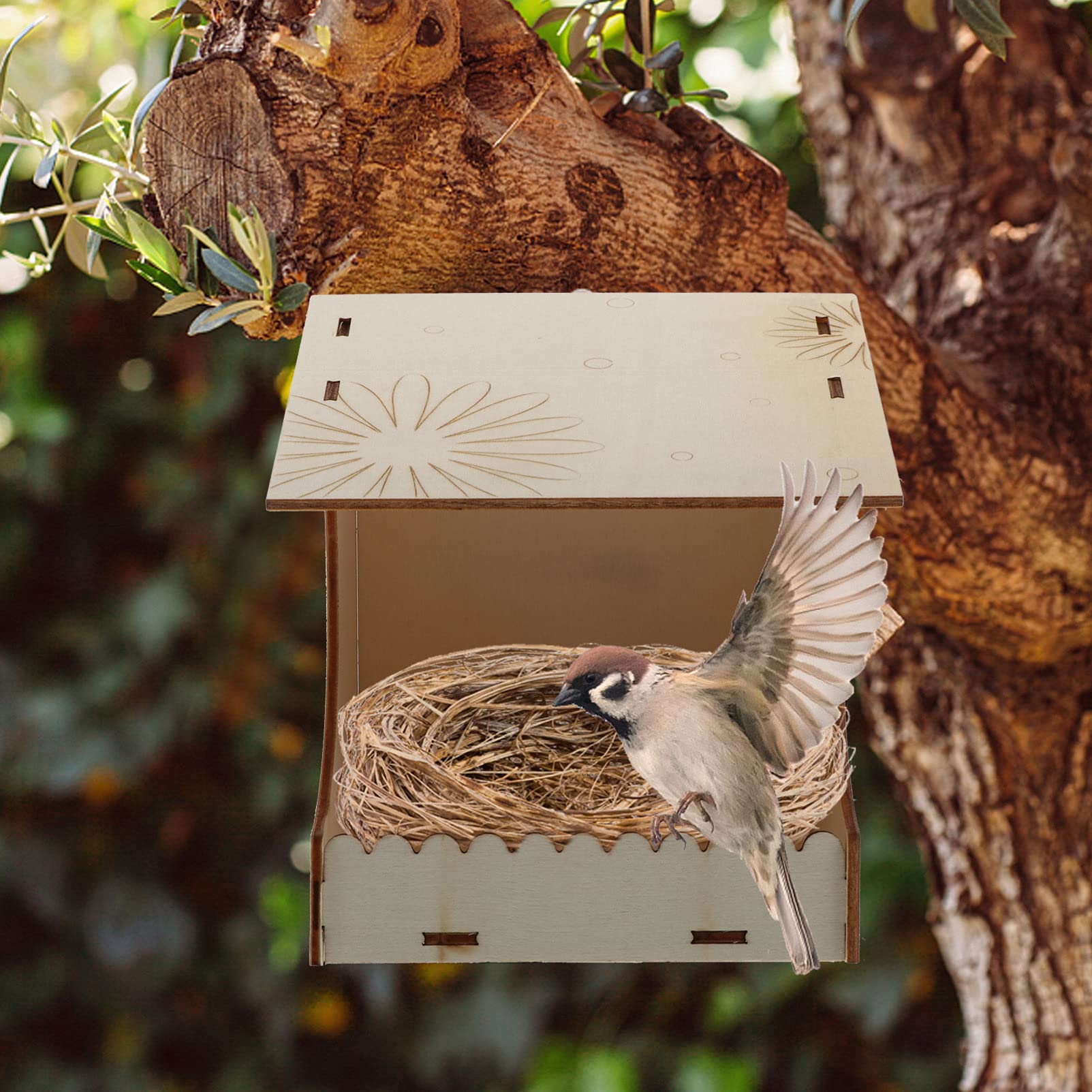 Hemoton 2 Pack Bird Feeder with Seed Dispenser - Durable Outdoor Hanging Bird Feeders for Wild Birds, Squirrel Proof Design - Perfect for Garden, Yard, Patio & Backyard Bird Watching