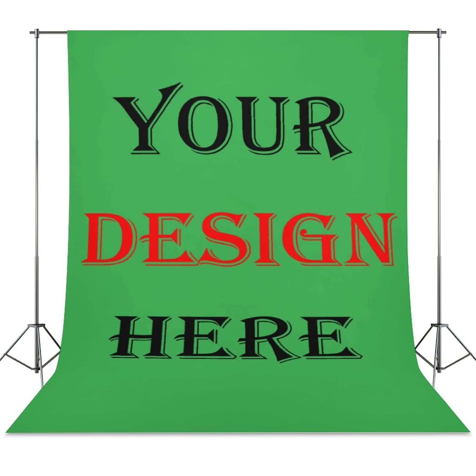 Custom Photography Cloth Backdrop - Personalized Green Photo Studio Background with Logo/Text (56×98 inches) | Perfect for Portrait Studios, Photobooth Props & Product Photography