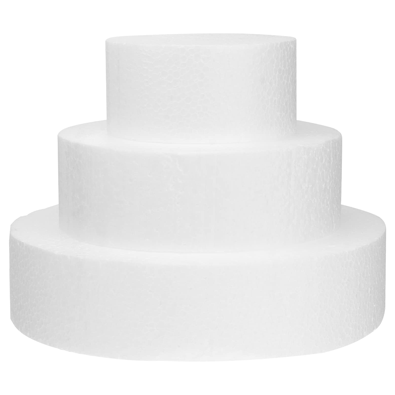 DOITOOL 3-Tier Round Foam Cake Dummy Set for Wedding & Party Decor (4/6/8 Inch, White) - Perfect for Cake Decorating Practice, Dessert Displays & Craft Projects