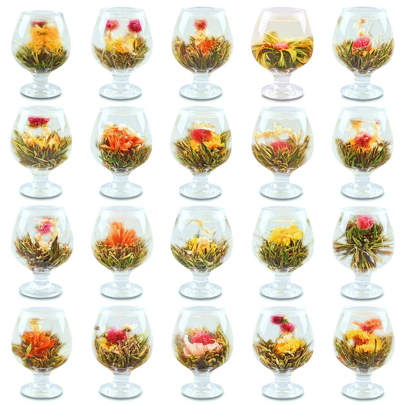 200pcs Premium Blooming Flower Tea Balls - 20 Assorted Herbal Tea Varieties for Wedding Favors, Gifts & Relaxation - Perfect for Bridal Showers, Tea Parties & Aromatherapy