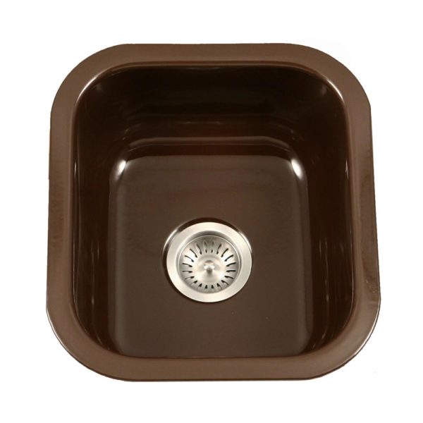 Hamat CER 1618B ES Enamel Steel Undermount Bar/Prep Sink in Espresso - Perfect for Kitchen Islands, Wet Bars & Commercial Food Prep Areas