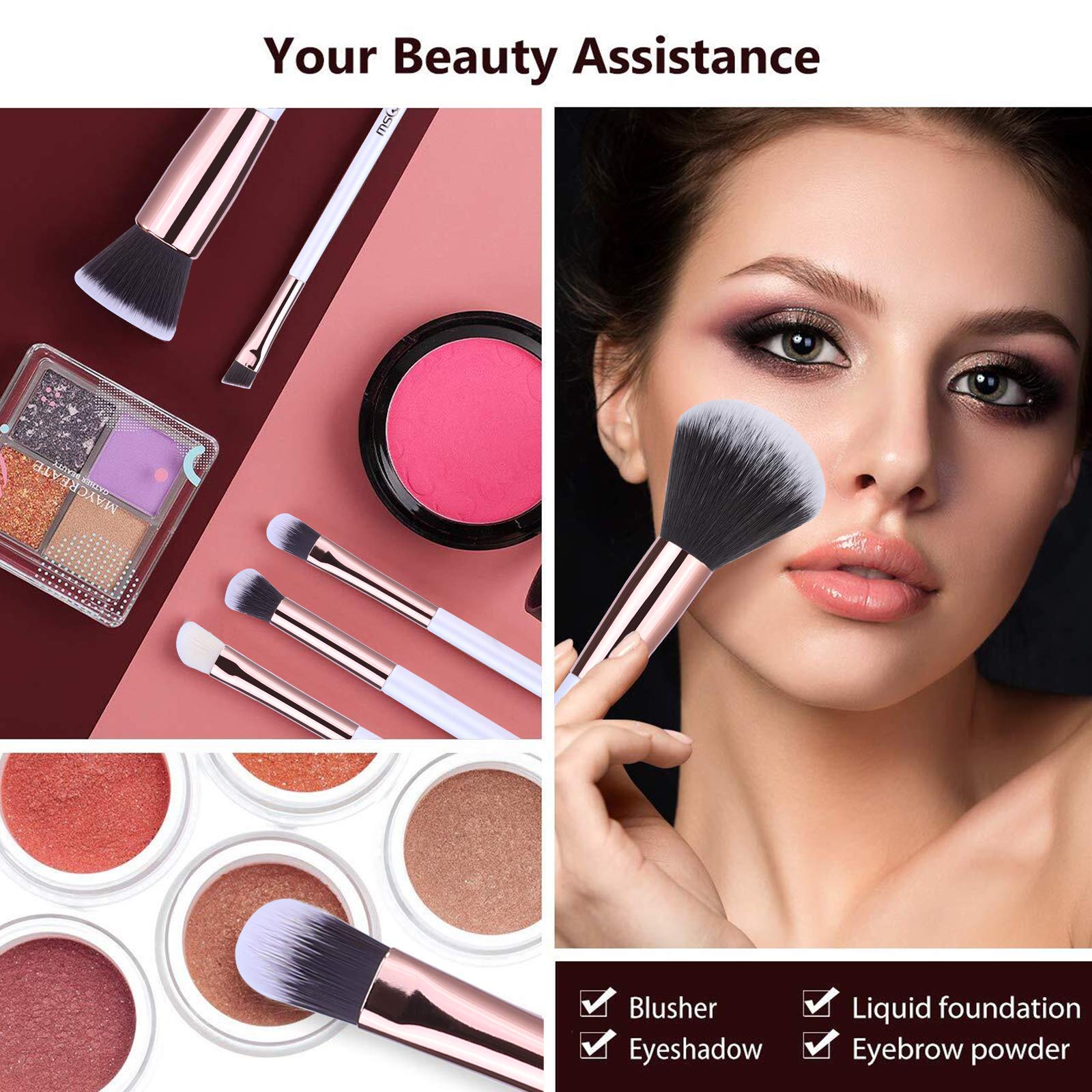 MSQ 15-Piece Professional Makeup Brush Set with Eyelash Comb - Premium Synthetic Foundation, Powder, Eyeshadow & Concealer Brushes for Flawless Blending | Perfect for Daily Makeup, Travel & Professional Makeup Artists