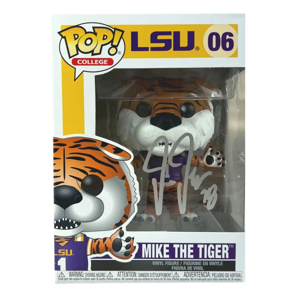 Justin Jefferson Signed LSU Mike the Tiger Funko Pop #06 with JSA COA - Authentic Collectible for Vikings Fans, Sports Memorabilia, and Home Decor