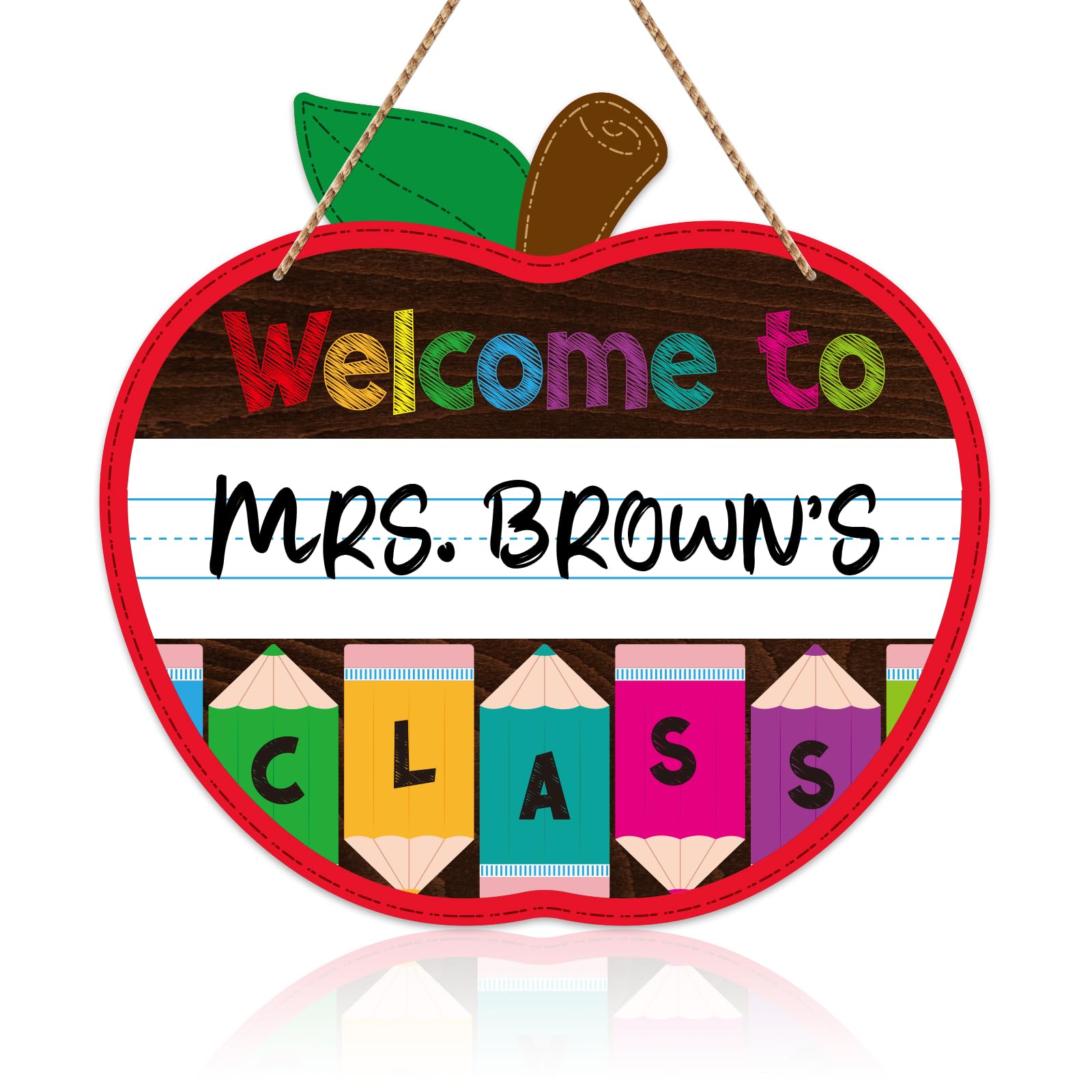 Personalized Apple-Shaped Welcome Sign for Classroom Door - 11.3