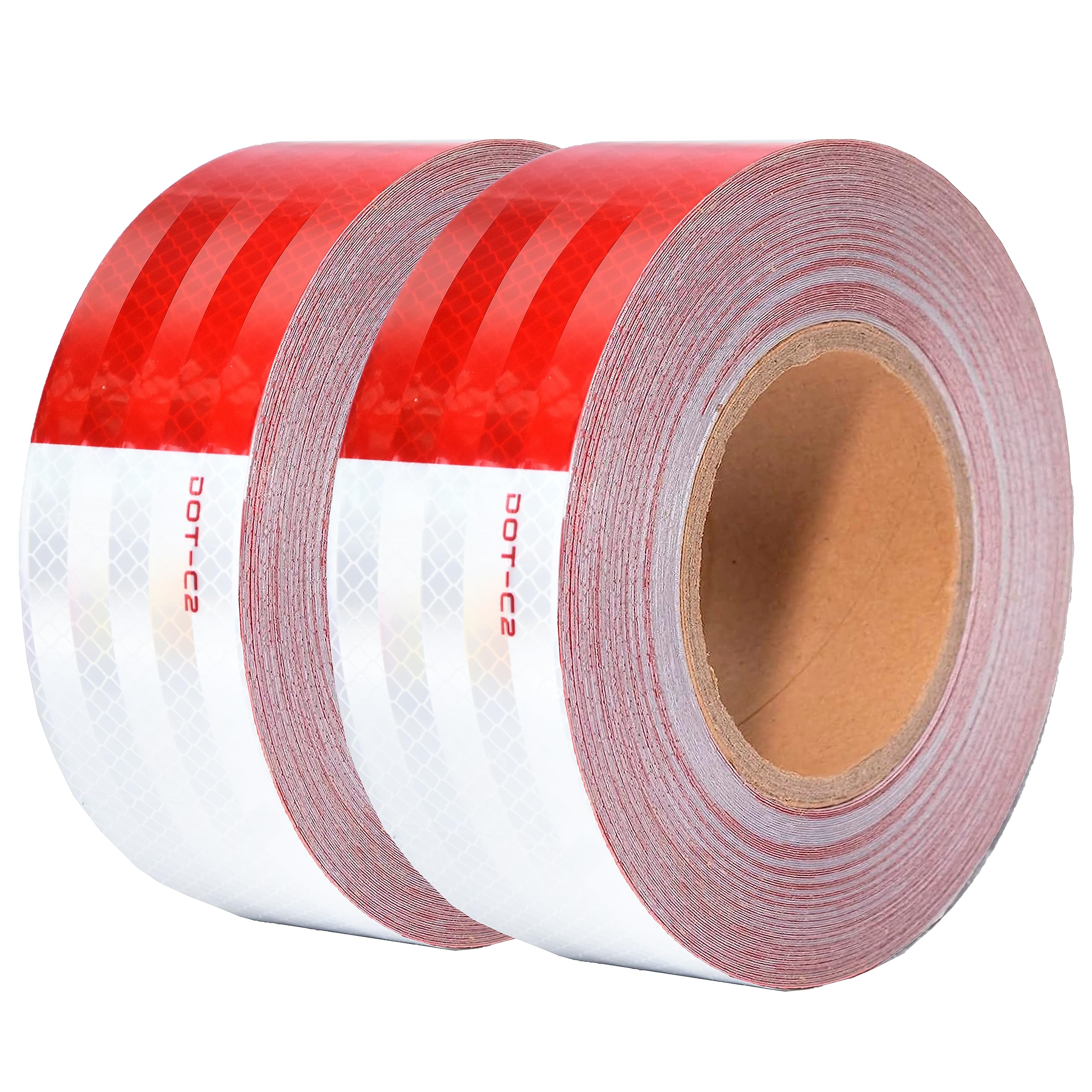 SWRT DOT-C2 Red & White Reflective Tape - 2 Inch x 200 Feet Waterproof Safety Tape with Strong Adhesive for Vehicles, Trailers, Boats & Road Signs | High Visibility Warning Tape for Night Safety & Outdoor Conspicuity | Perfect for Emergency Markings, Construction Zones & Hazard Warnings