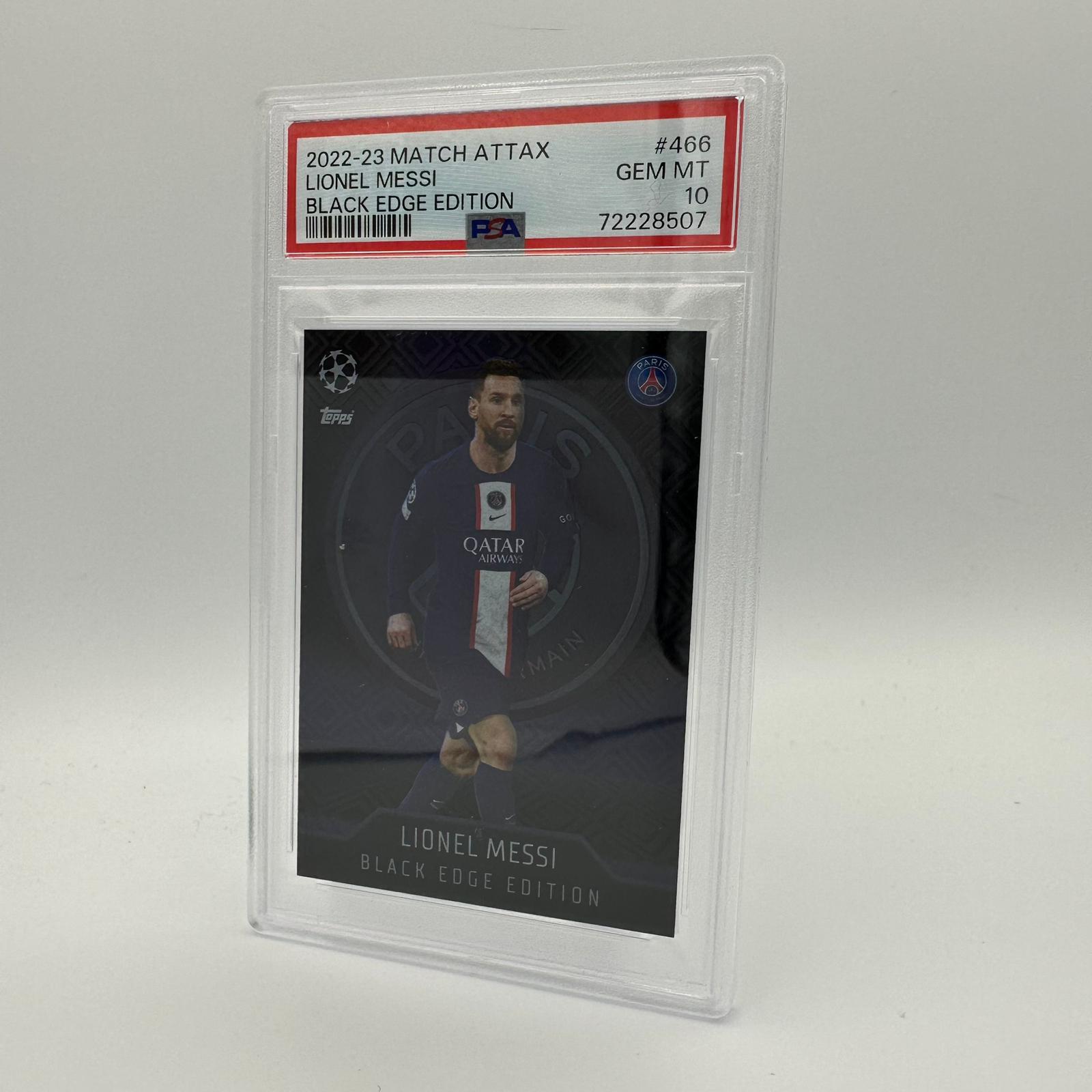 PSA 10 Lionel Messi #466 Black Edge Edition Soccer Trading Card - Perfect for Collectors, Investors & Football Fans - Display in Home, Office or Sports Memorabilia Collections