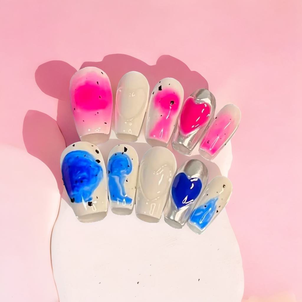 Hand Painted Press on Nails - Natural Floral Designs for Everyday Wear | Perfect for Weddings, Parties & Special Occasions