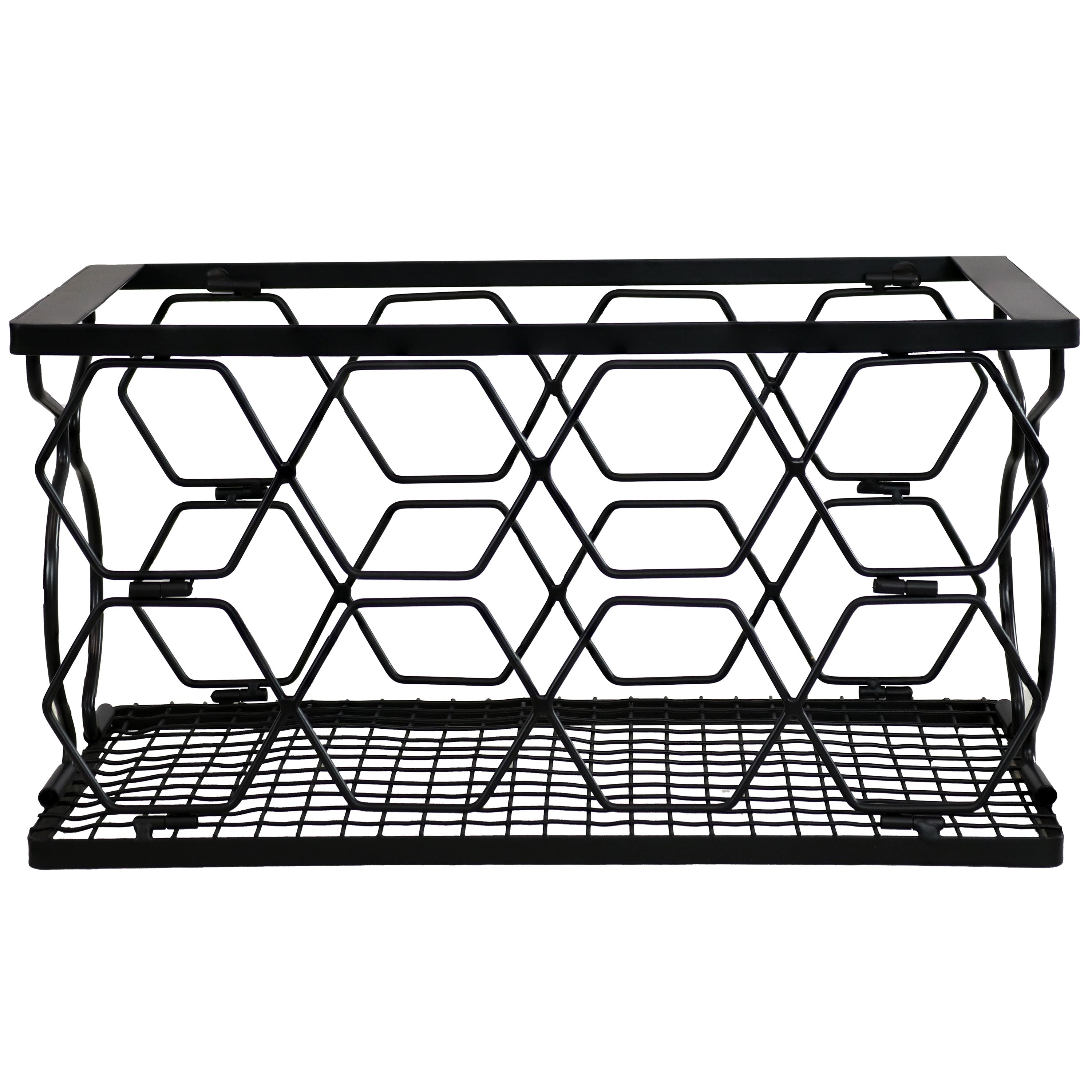 Sunnydaze Foldable Metal Countertop Wine Rack - Black | Space-Saving Wine Storage for Kitchen, Bar & Dining Room | Holds 6 Bottles