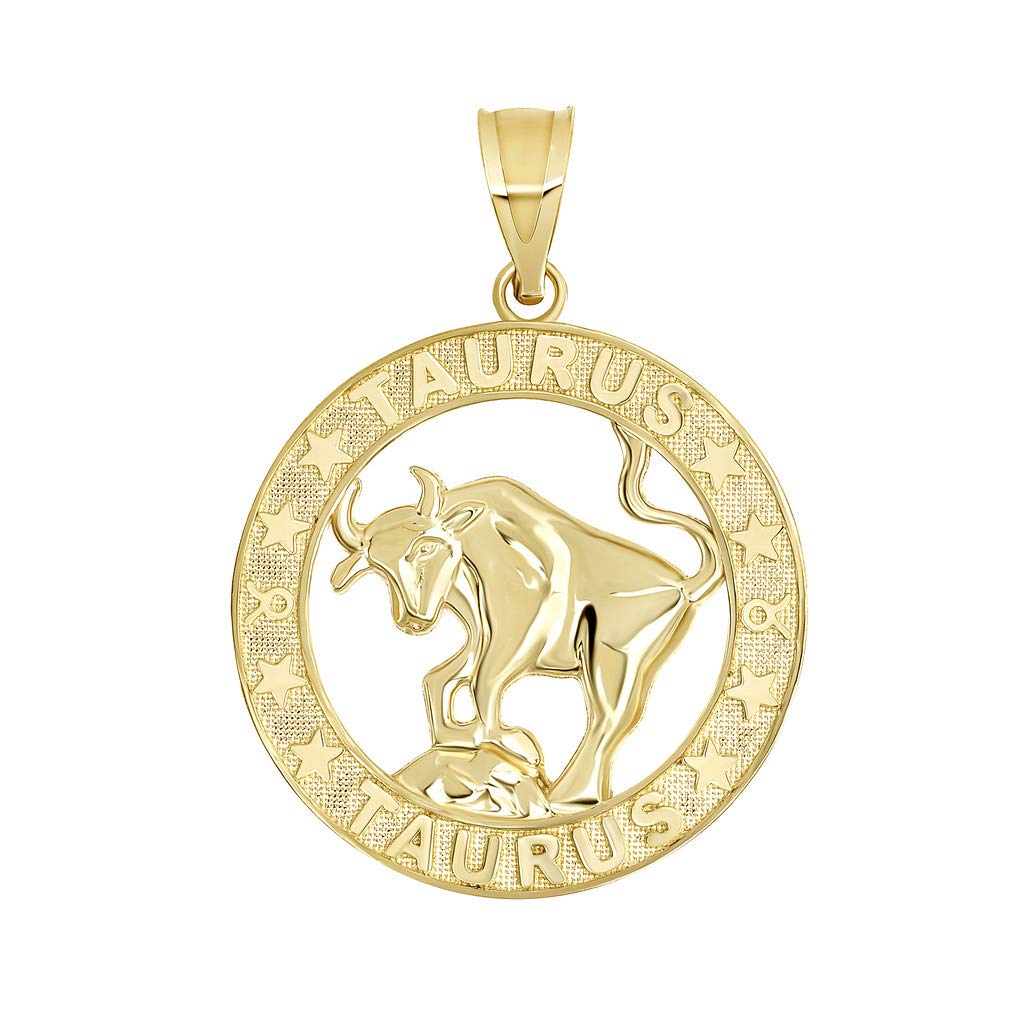 10K Yellow Gold Zodiac Pendant Necklace for Men & Women - Sun Sign Symbol Jewelry Gift for Birthday, Anniversary & Everyday Wear