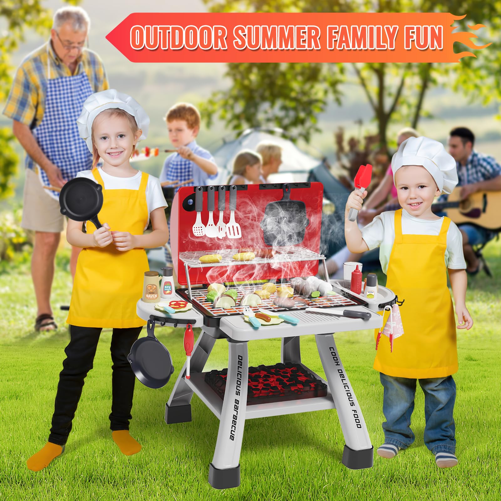 deAO Kids BBQ Grill Playset - 23.6