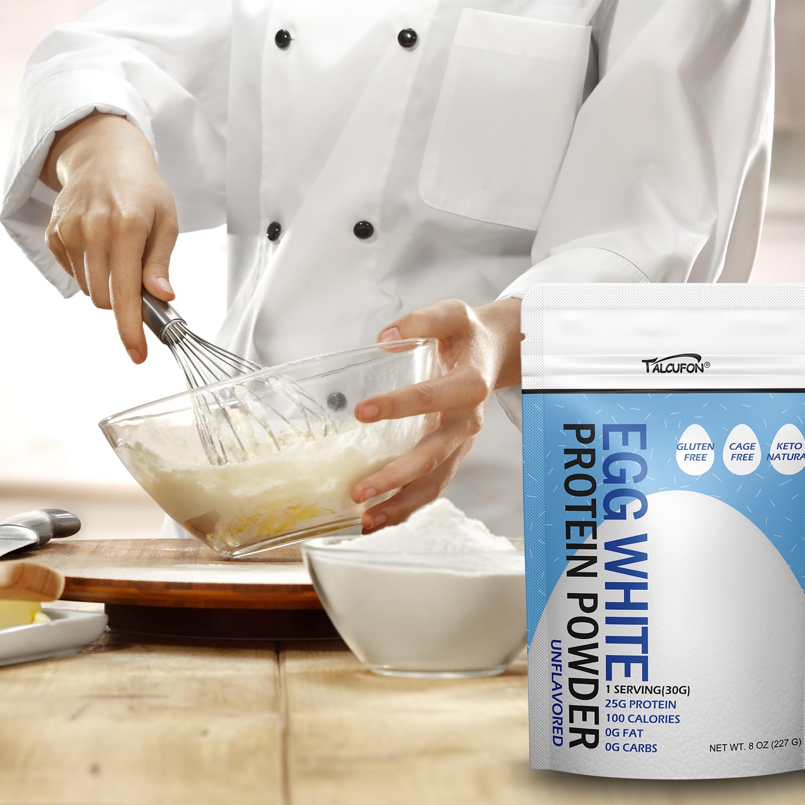 Egg White Protein Powder 8Oz (227g) - Pasteurized, No Additives, High Protein, Gluten-Free, Unflavored - Ideal for Baking, Cooking, Smoothies & Post-Workout Recovery