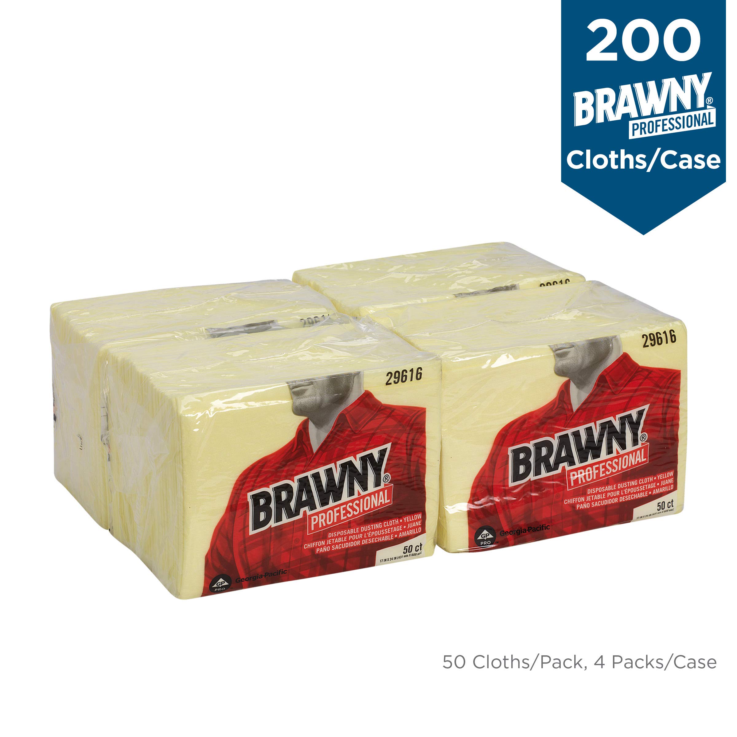 Brawny Yellow 1/8 Fold Disposable Dusting Cloths - 24