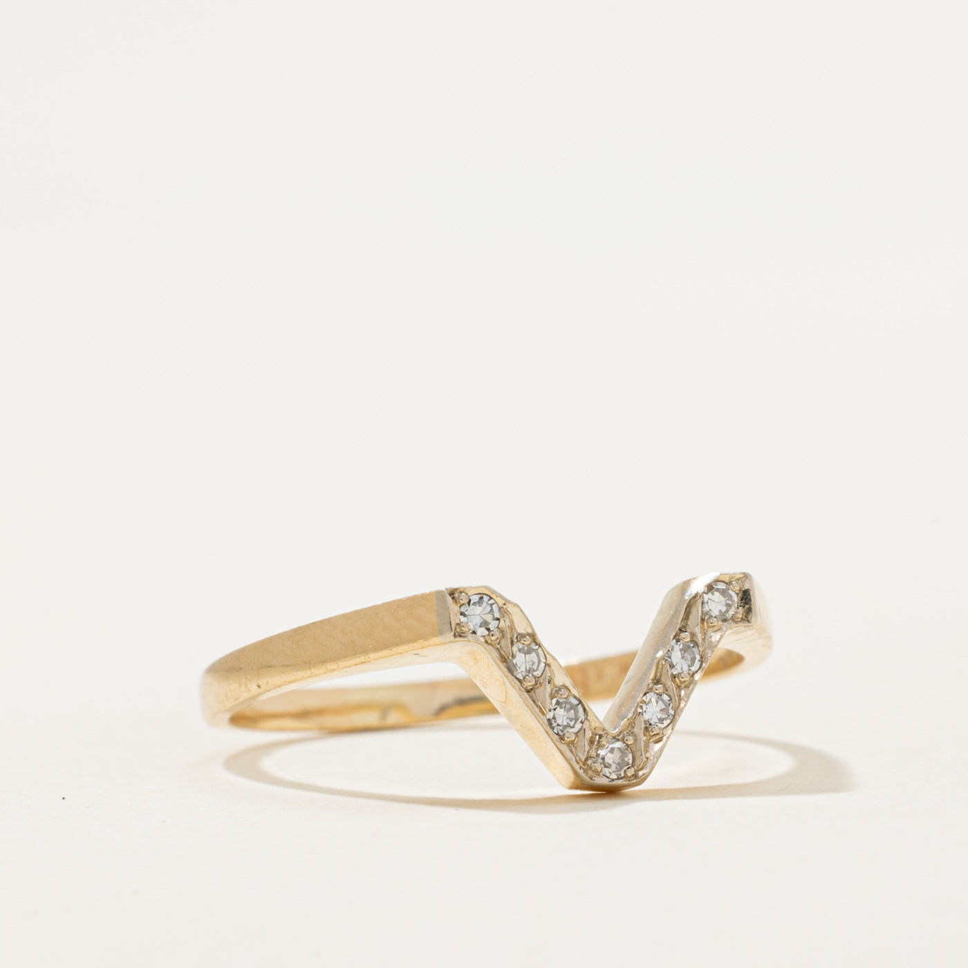 0.07ctw Diamond Chevron Ring for Women - Size 7.25 | Elegant Stackable Wedding Band, Anniversary Gift & Everyday Jewelry
