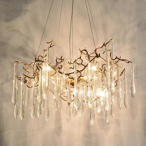 Modern Crystal Branch Chandelier - Elegant Ceiling Light Fixture for Dining Room, Living Room & Bedroom Decor | Energy Efficient LED Lighting for Home & Office