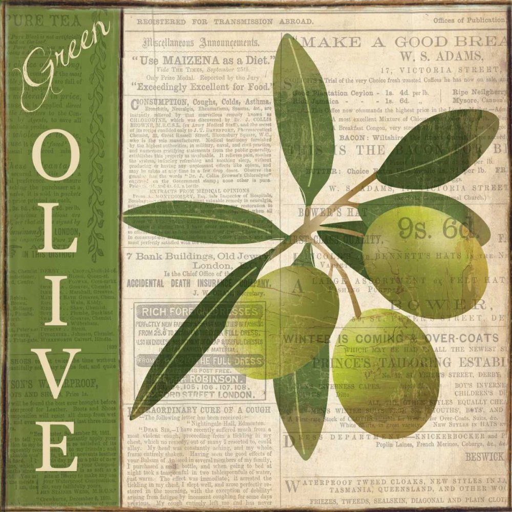 Green Olive Ballantyne Art Print - 23x23 Inch Fine Art Paper for Framing - Wall Decor for Kitchen, Dining Room & Home
