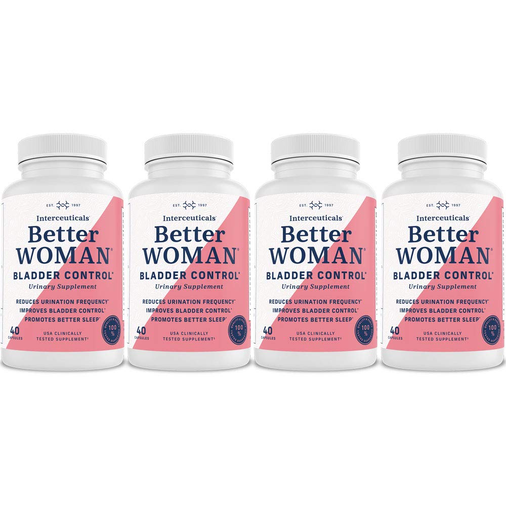 BetterWOMAN Bladder Control Supplement for Women - Reduces Frequent Urination & Leakage - Supports Nighttime Comfort & Sleep - 4 Bottle Pack - Ideal for Active Lifestyles & Travel