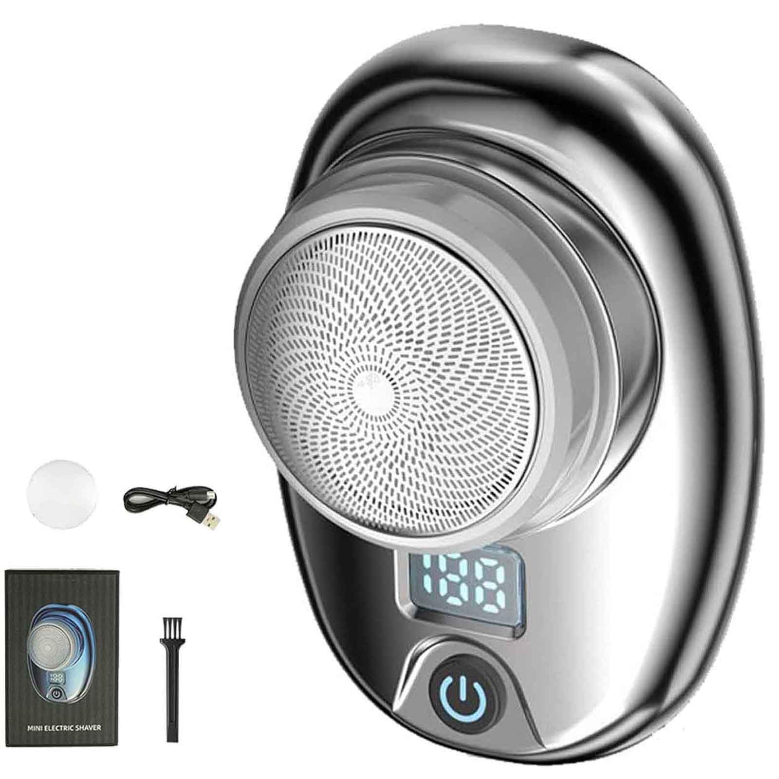 Pyrinov Rechargeable Waterproof Electric Shaver for Men - Mini Portable Travel Shaver with Multifunction, Silver - Perfect for Home, Office & Travel Grooming