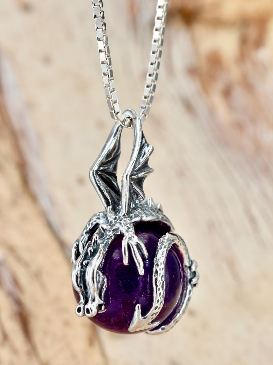 Silver Crystal Dragon Pendant Necklace with Orb Charm - Perfect for Fantasy Lovers, Cosplay & Gift Giving