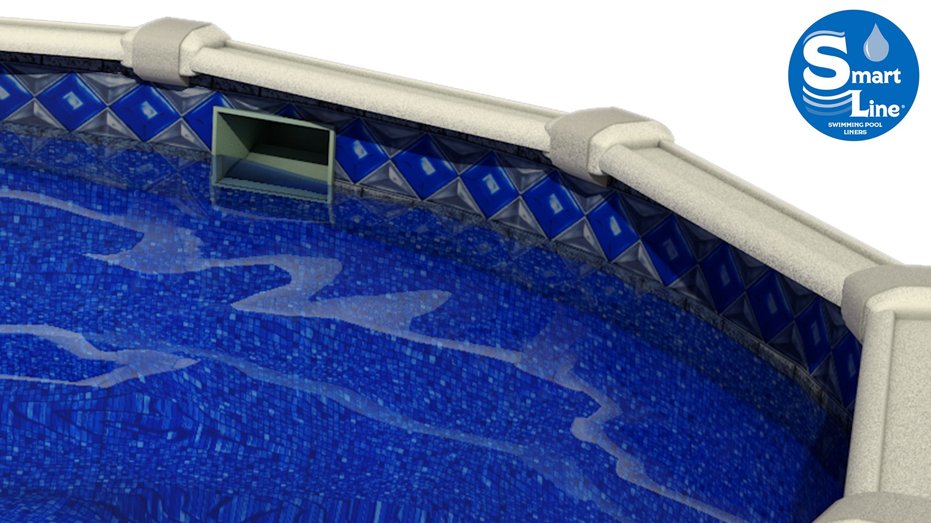 Smartline Crystal Tile 18-Foot Round Pool Liner - UniBead Style for Steel Sided Above-Ground Pools | 52-Inch Wall Height | 25 Gauge Virgin Vinyl | Includes Universal Gasket Kit | Perfect for Backyard Swimming, Summer Relaxation & Family Fun