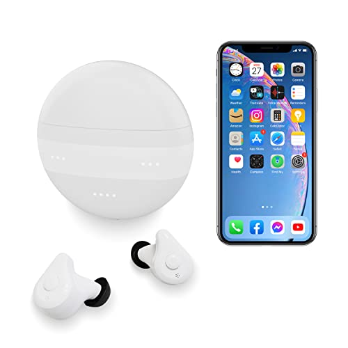 Rechargeable Bluetooth Hearing Aids for Seniors & Adults - Noise Cancelling, Wireless Music Streaming, Hands-Free Calls, APP Control (White) | Perfect for TV Watching, Phone Conversations & Outdoor Activities