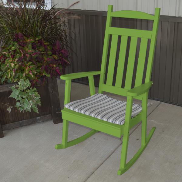 A&L Furniture Yellow Pine Classic Porch Rocker - Solid Wood Rocking Chair for Outdoor Patio, Garden, and Front Porch Relaxation | Perfect for Reading, Sunbathing & Enjoying Morning Coffee