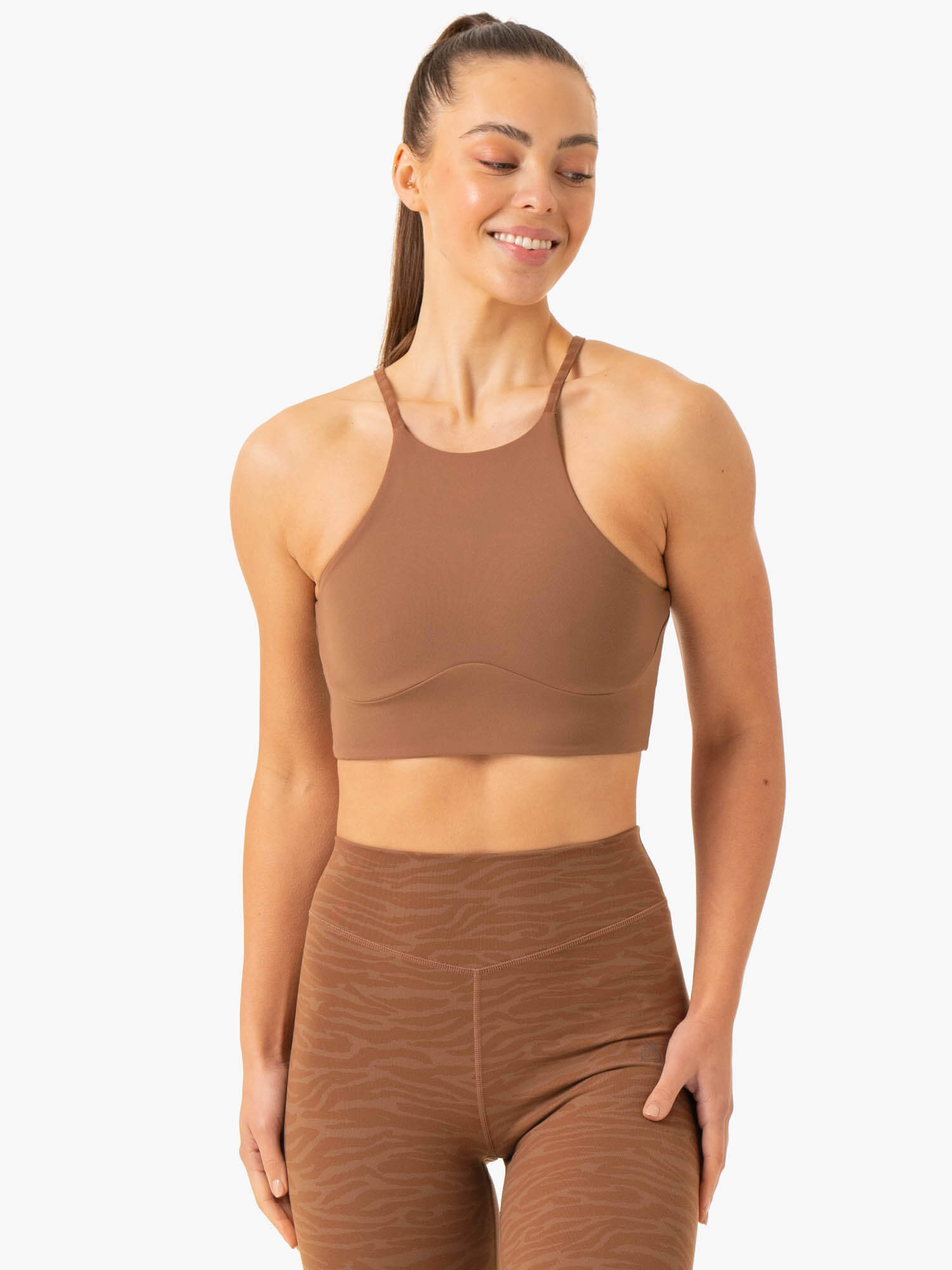Reversible Sports Crop Top - Chocolate Zebra Print - Workout, Yoga & Gym Wear for Women - Comfortable & Stylish Activewear