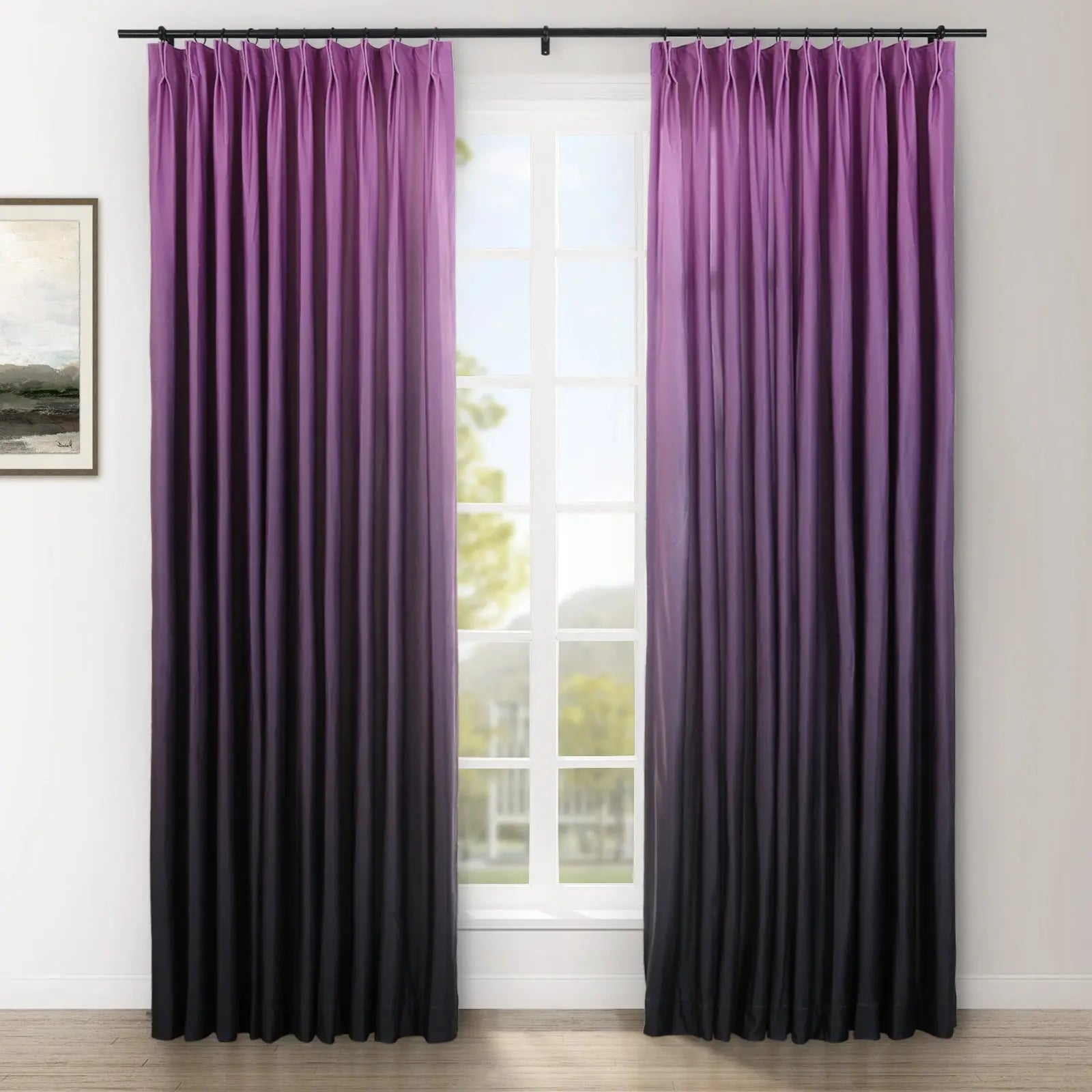 Amy Switzer Printed Velvet Pleated Curtains - Elegant Window Drapes for Living Room, Bedroom & Home Decor