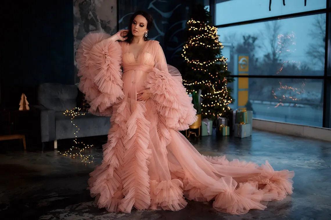 Elegant Mother Daughter Puffy Tulle Photoshoot Dresses - Matching Formal Gowns for Wedding, Birthday Party & Family Portraits