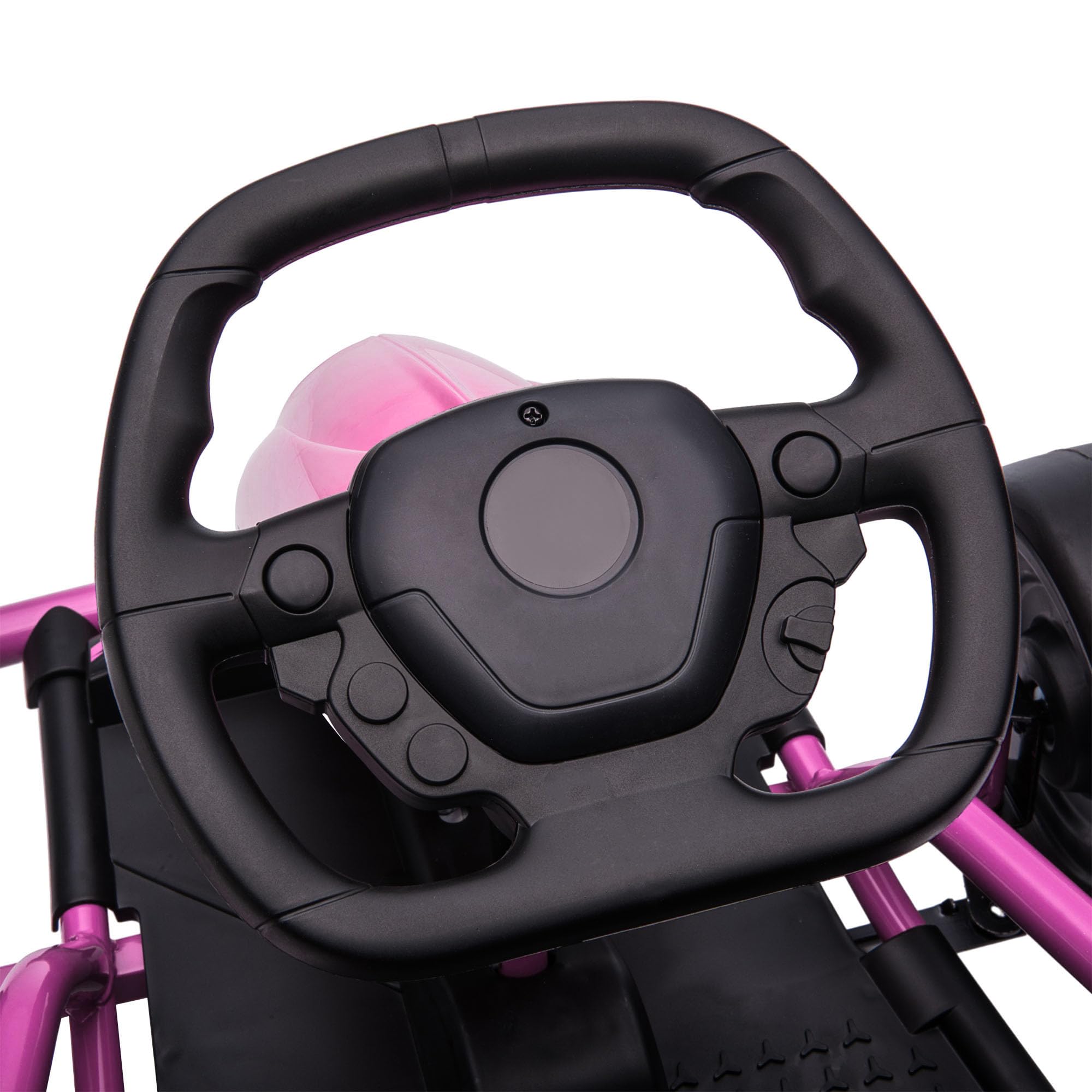 Aosom 24V 8.1 MPH Electric Go Kart for Kids - Battery Powered Drifting Ride-On Toy with Slow Start, Music, Horn & Safety Belt - Outdoor Fun for Ages 8-12 (Pink) | Perfect for Backyard Racing, Birthday Gifts & Outdoor Family Activities