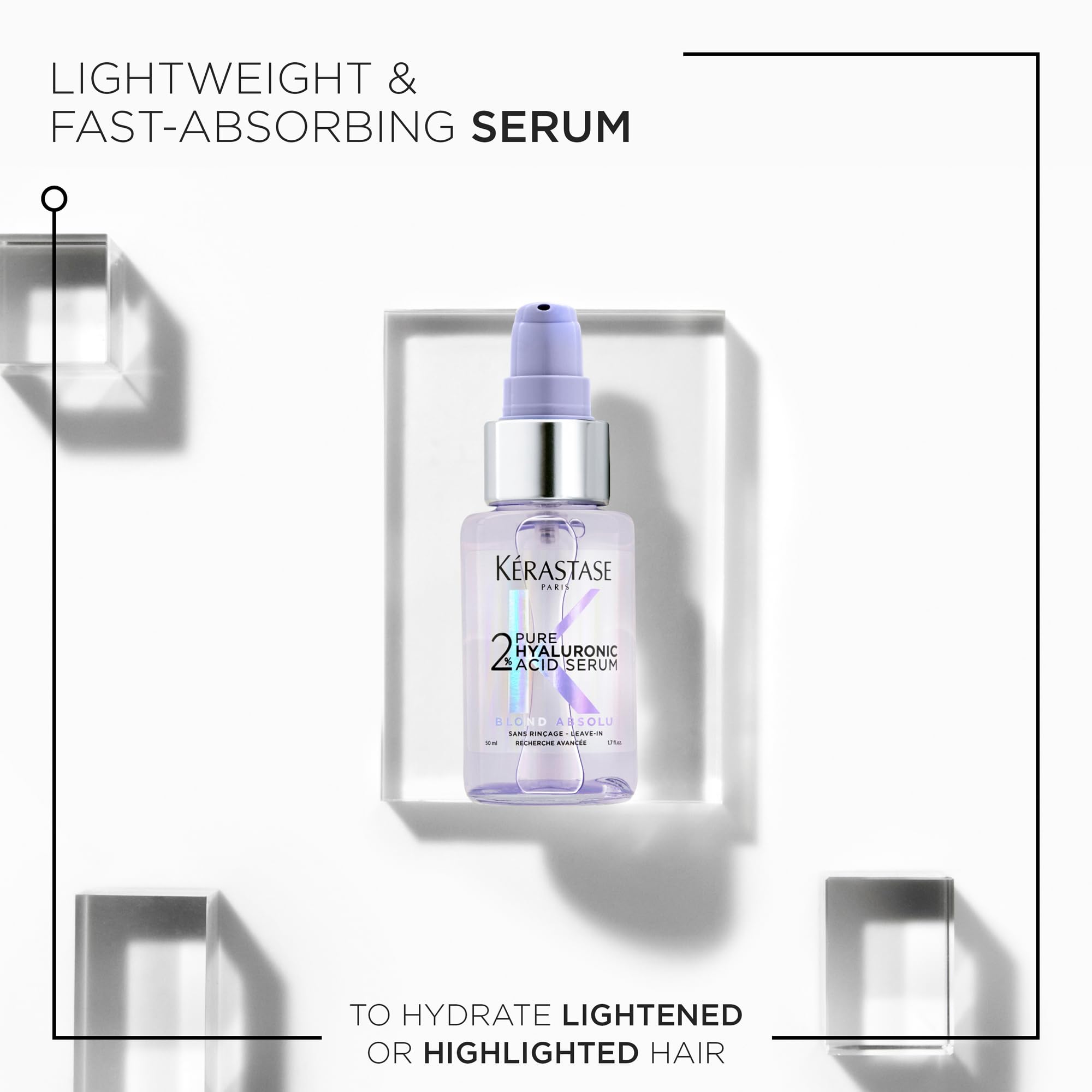 KÉRASTASE Blond Absolute Hyaluronic Acid Hair Serum - Repair Damaged Hair, Soothe Scalp & Hydrate Instantly - 2% Hyaluronic Acid for Bleached & Highlighted Blonde Hair - 1.7 fl oz - Perfect for Salon Treatments & Daily Hair Care Routine