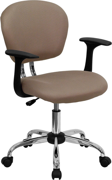 FLASH Beverly Mid Back Black Mesh Office Chair with Padded Seat, Swivel & Adjustable Height, Chrome Base & Arms - Ergonomic Desk Chair for Home & Office Workspace