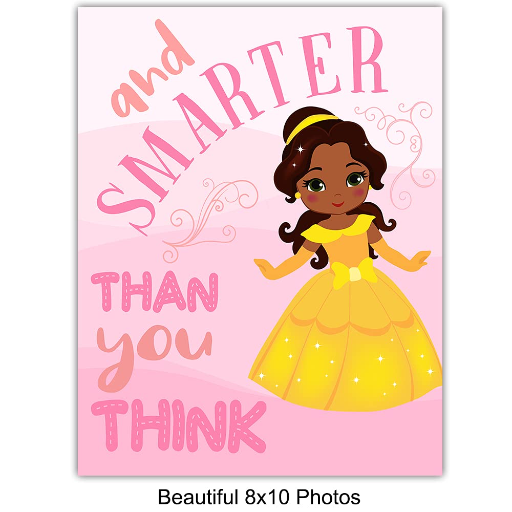 Black Girls Wall Art - African American Girl Wall Decor - Pink Princess Wall Decor for Toddler & Little Girls Bedroom - Cute Girls Room Decor & Baby Girl Nursery Decorations - Positive Affirmation Daughter Gifts for Birthday, Christmas & Room Makeover