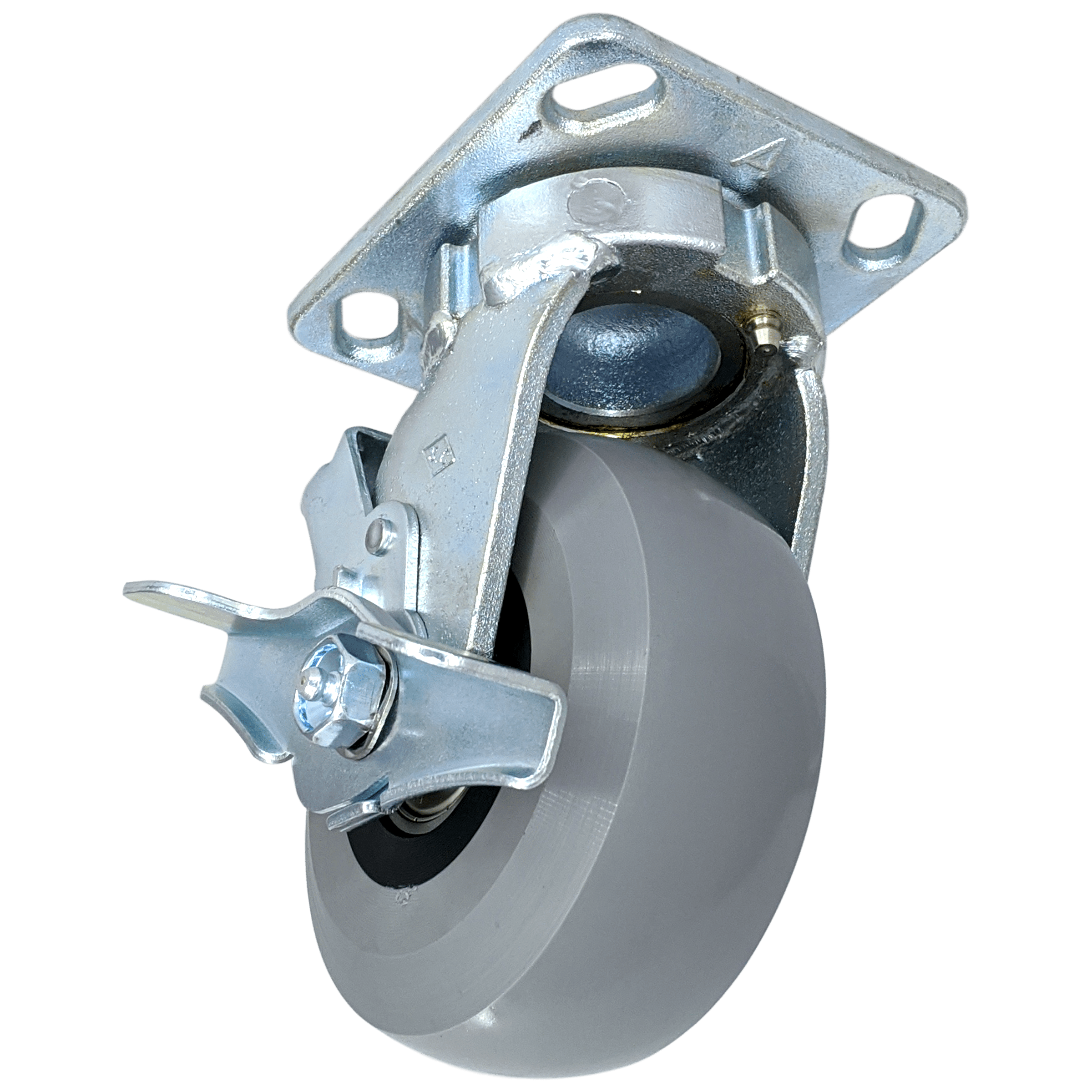 5-Pack Heavy Duty Kingpinless Swivel Casters with Top Lock Brake - 1400 lb Capacity - Ergonomic Design for Smooth Mobility - Perfect for Industrial Equipment, Workbenches, and Workshop Furniture