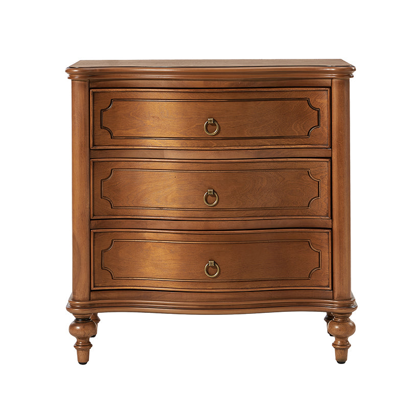 Bernhard 3 Drawer Traditional Nightstand with USB Outlets - Solid Wood Bedside Table for Bedroom, Living Room & Office - Charging Station & Storage Cabinet