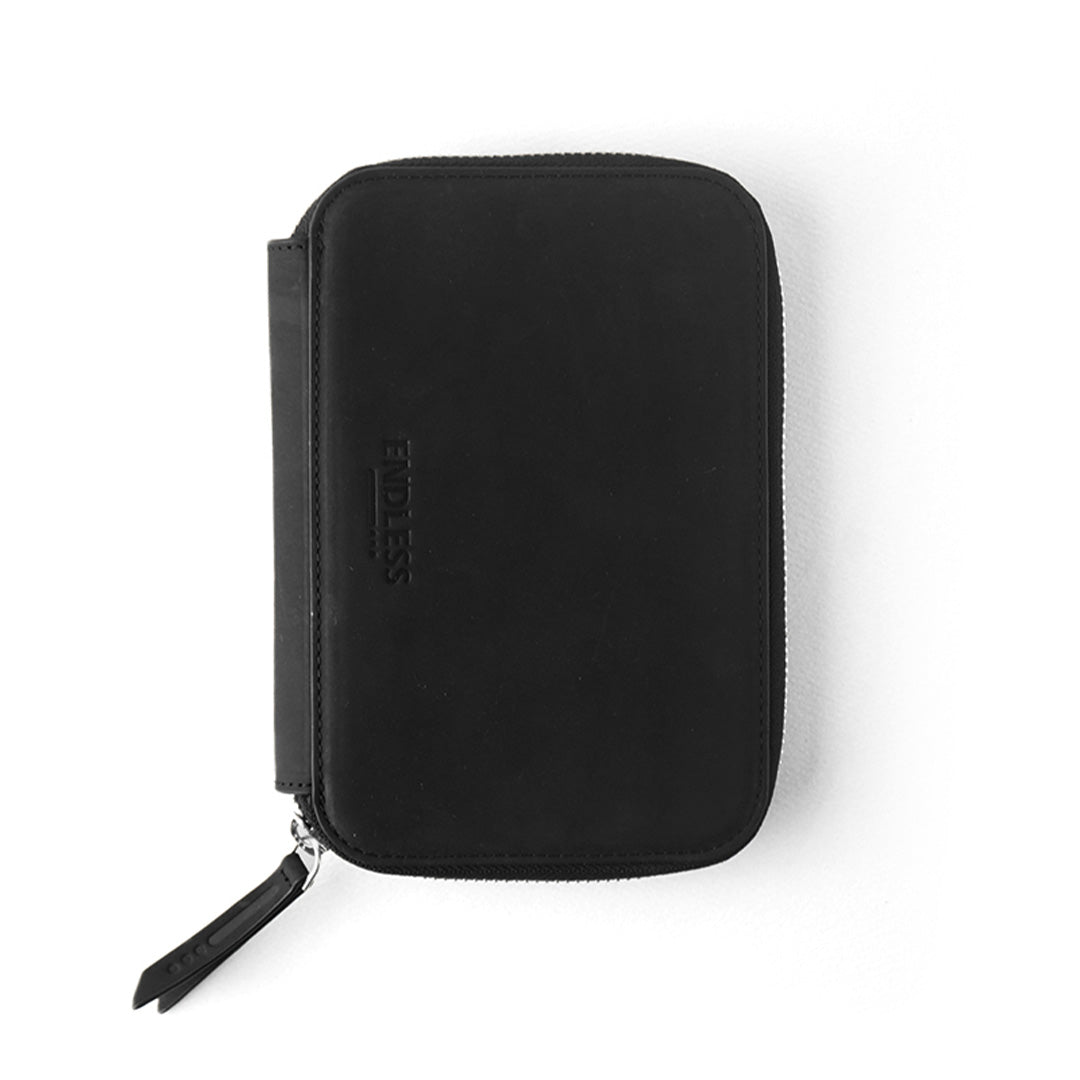 Premium Leather Adjustable 5 Pen Pouch - Black - Perfect for Office, School & Travel Organization