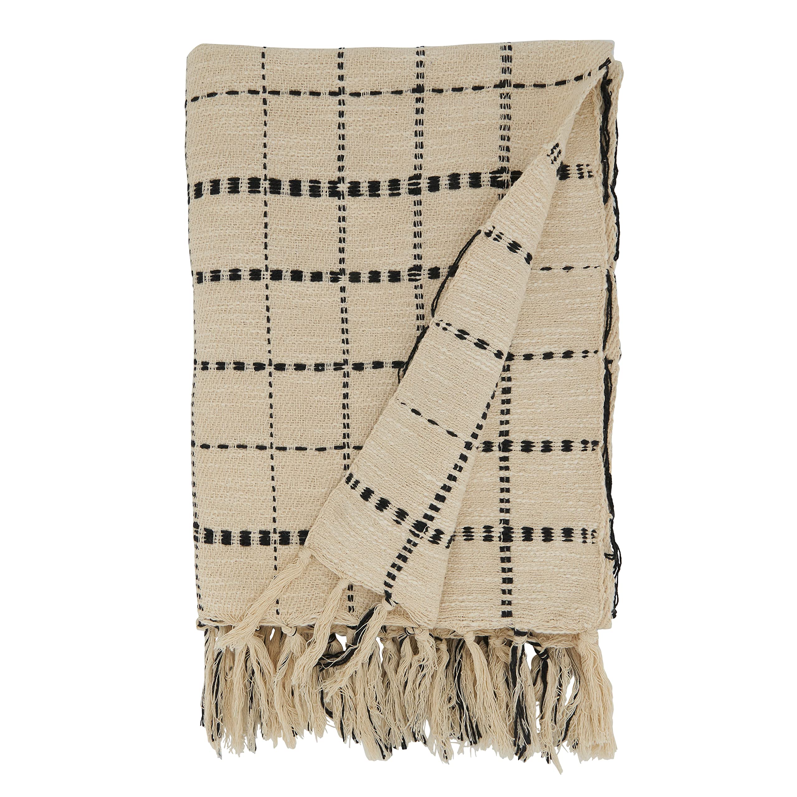 SARO LIFESTYLE Soft Box Stitch Throw Blanket - Cozy Fleece Blanket for Couch, Bed & Travel - Perfect for Winter, Gifts & Home Decor