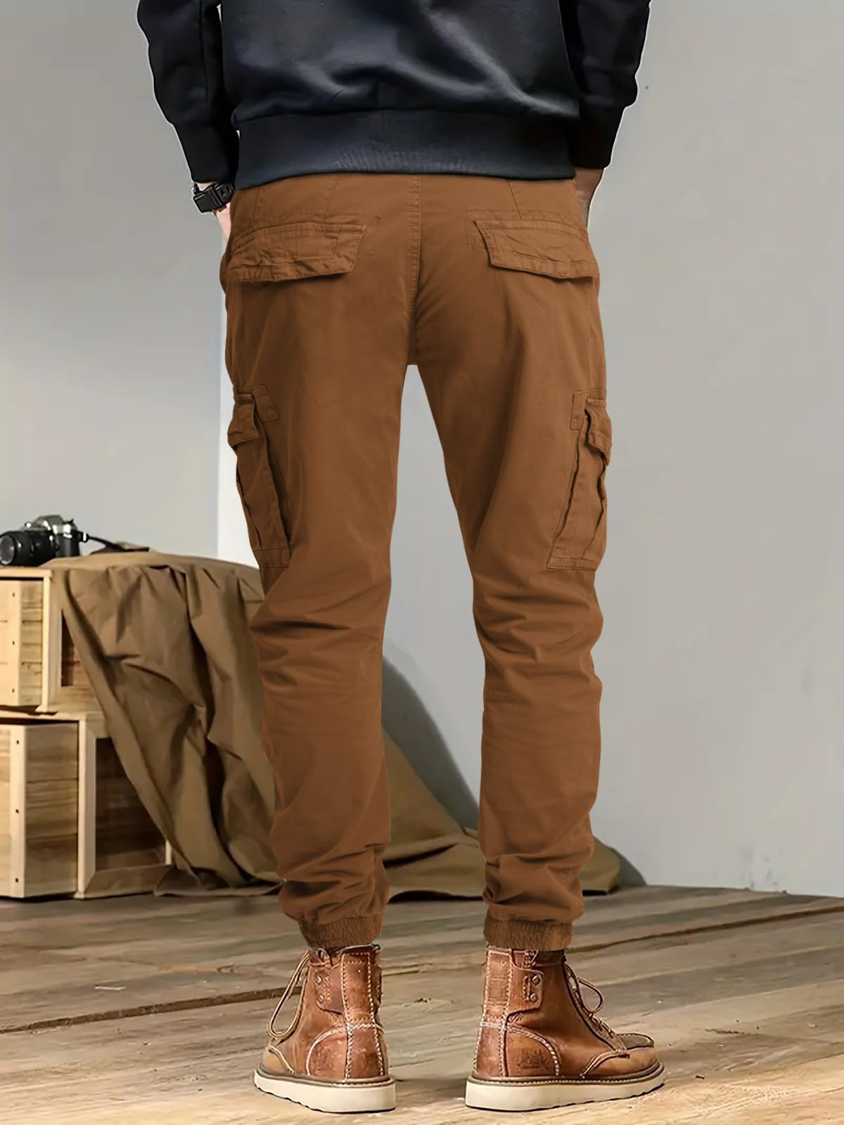 OUTSON Men's Relaxed Fit Cargo Pants with 8 Pockets - Tactical Work Pants for Outdoor, Hiking & Casual Wear - Durable Ripstop Fabric for Comfort & Mobility