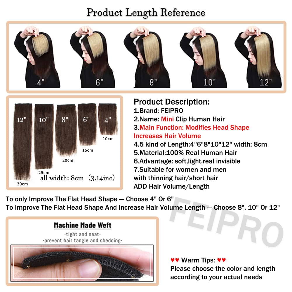 Silky Straight Human Hair Clip-In Extensions for Women - 12Inch #1B Natural Black - Add Volume & Length for Short/Thinning Hair - Perfect for Daily Wear, Parties & Special Occasions