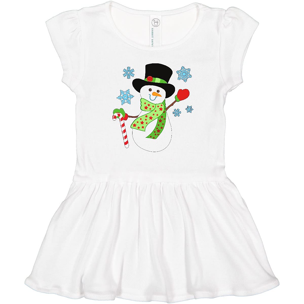 Inktastic Christmas Snowman in Top Hat with Candy Cane Toddler Dress - Festive Holiday Outfit for Baby Girls & Boys - Perfect for Christmas Parties, Family Photos & Seasonal Celebrations