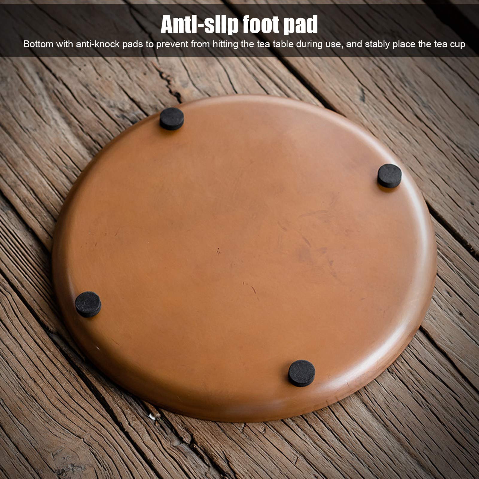 Non-Slip Round Tea Cup Holder - 19cm Chinese Red Copper Tea Plate for Home & Office - Perfect for Tea Ceremonies, Afternoon Tea, and Gifts