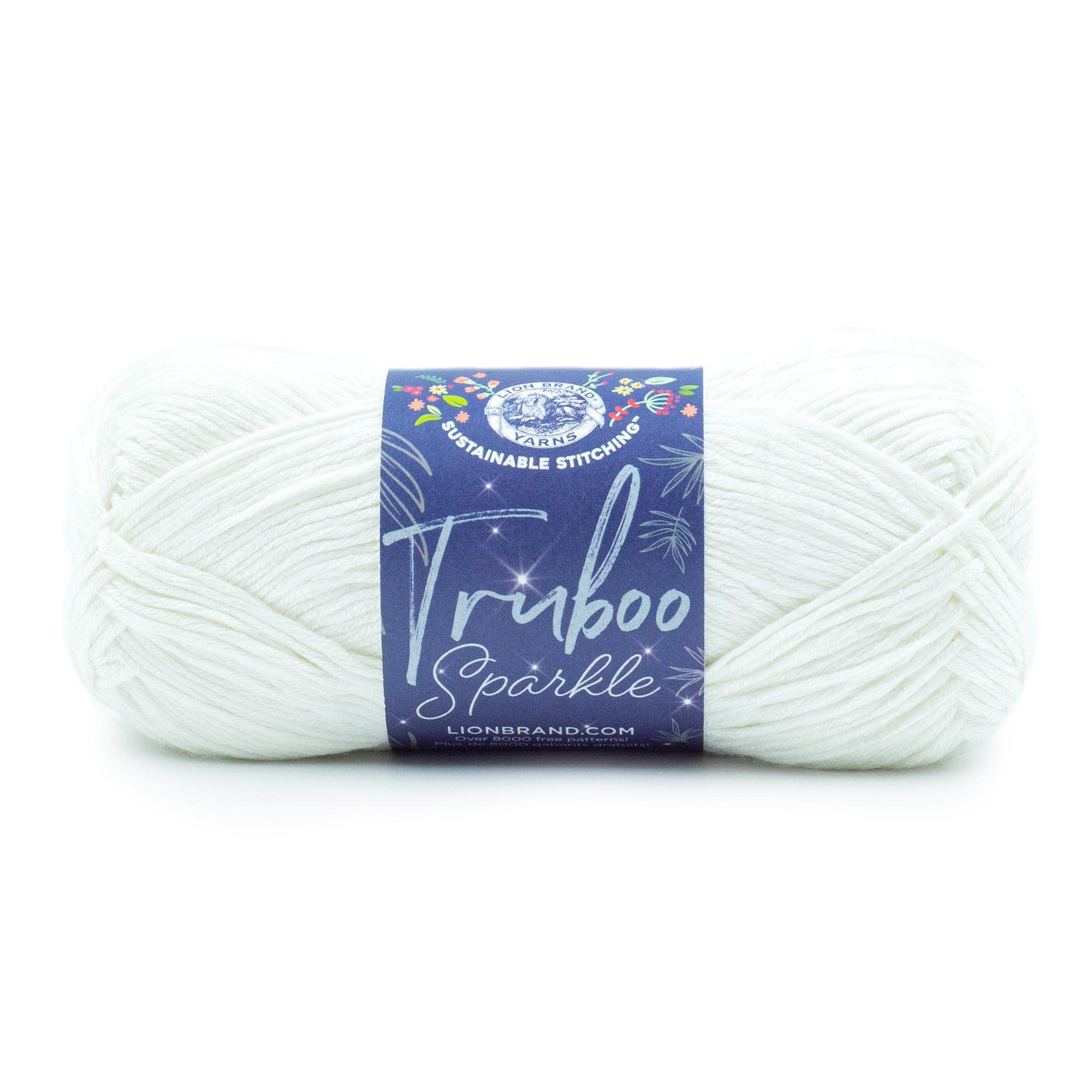 Lion Brand Yarn Truboo Sparkle Yarn - 1 Skein of Shimmery Ice Blue Yarn for Knitting, Crochet & DIY Crafts | Perfect for Scarves, Hats & Baby Blankets